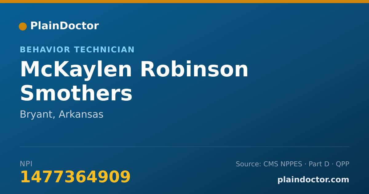 Shareable card for McKaylen Robinson Smothers - Behavior Technician, Bryant, AR
