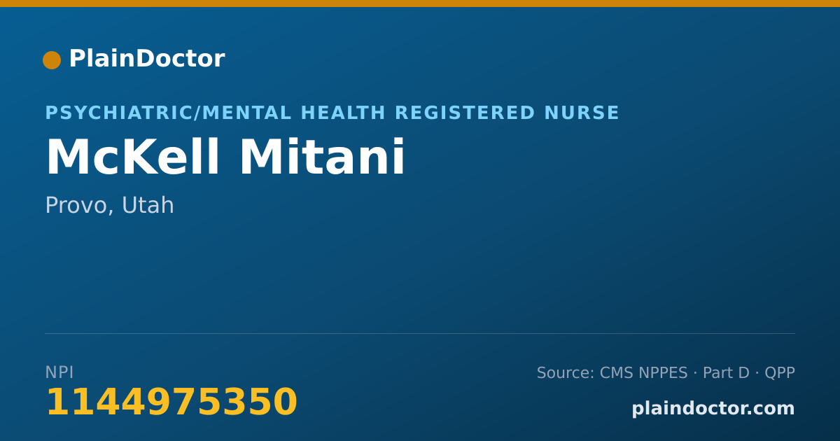 Shareable card for McKell Mitani - Psychiatric/Mental Health Registered Nurse, Provo, UT