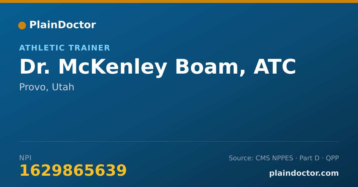 Shareable card for McKenley Boam, ATC - Athletic Trainer, Provo, UT
