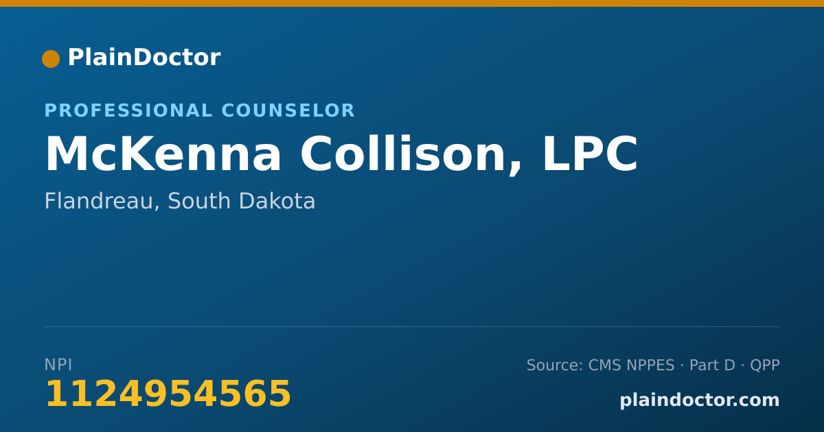 Shareable card for McKenna Collison, LPC - Professional Counselor, Flandreau, SD
