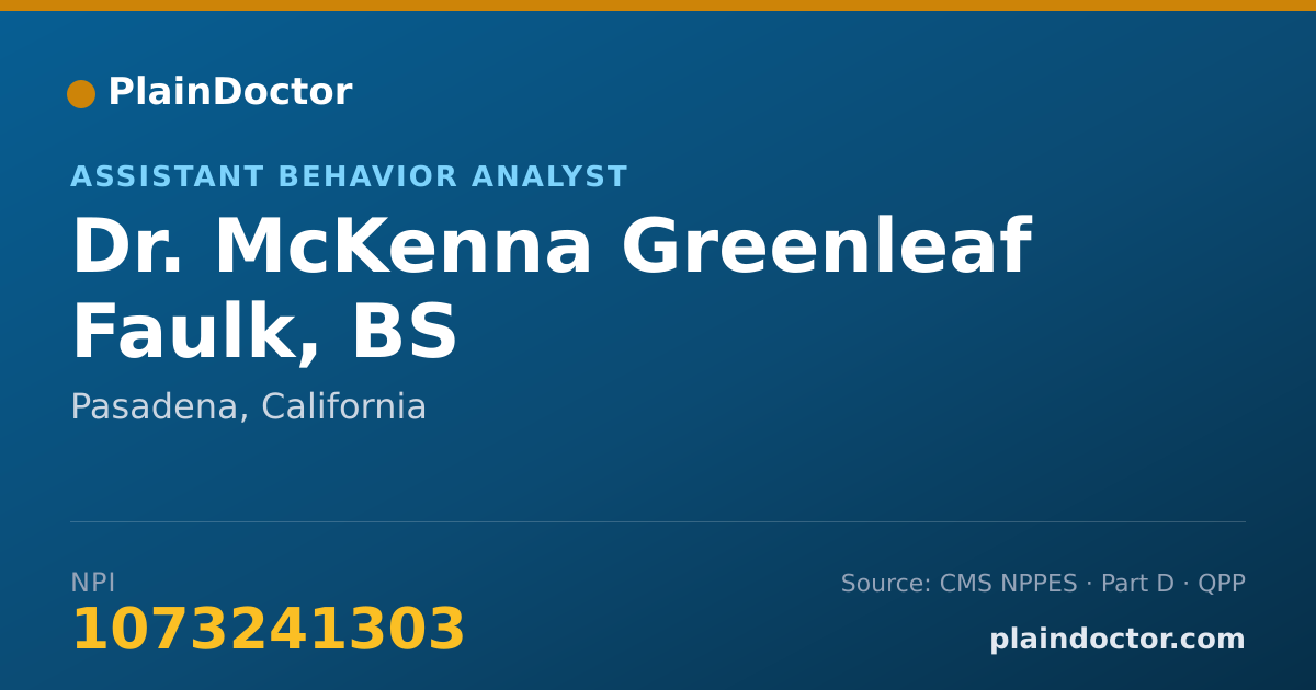 Shareable card for McKenna Greenleaf Faulk, BS - Assistant Behavior Analyst, Pasadena, CA