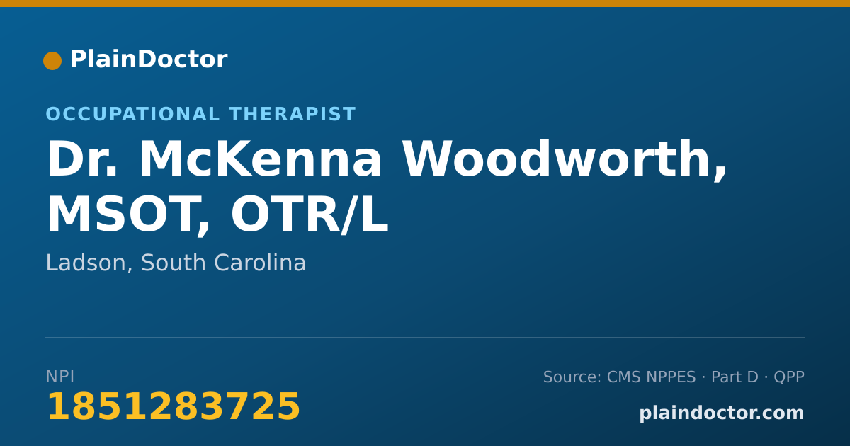 Shareable card for McKenna Woodworth, MSOT, OTR/L - Occupational Therapist, Ladson, SC