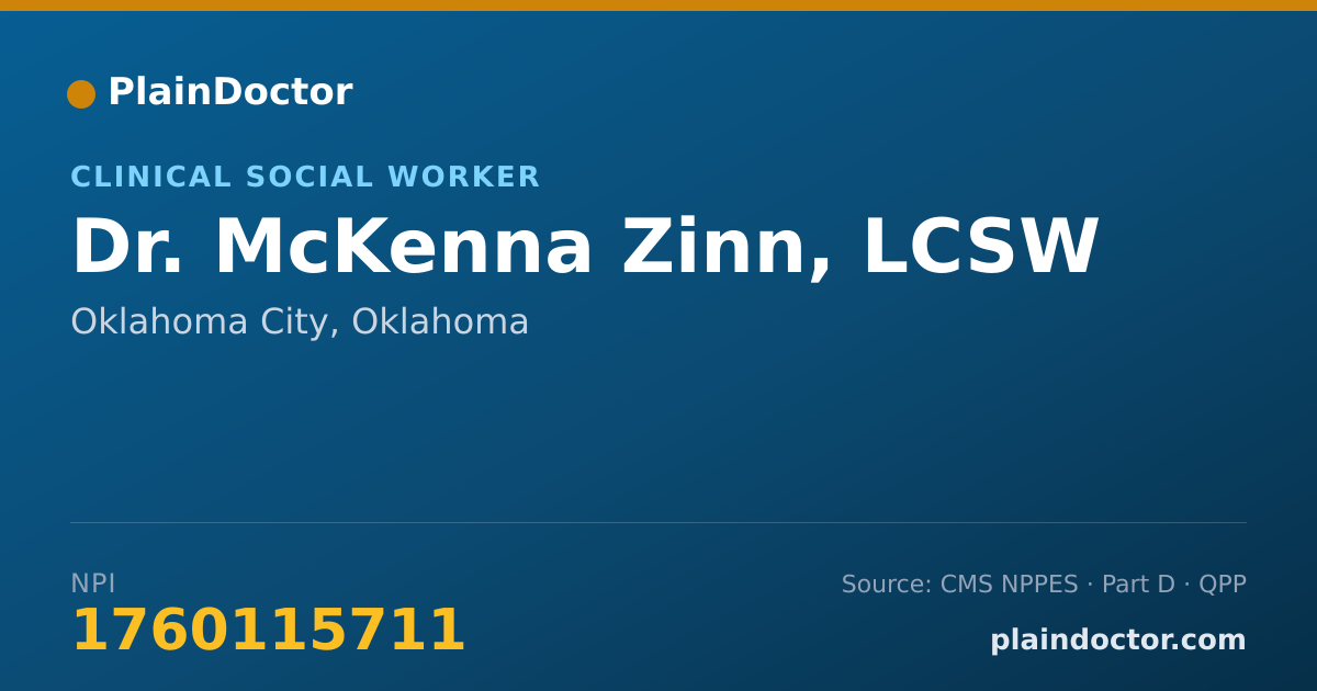 Shareable card for McKenna Zinn, LCSW - Clinical Social Worker, Oklahoma City, OK