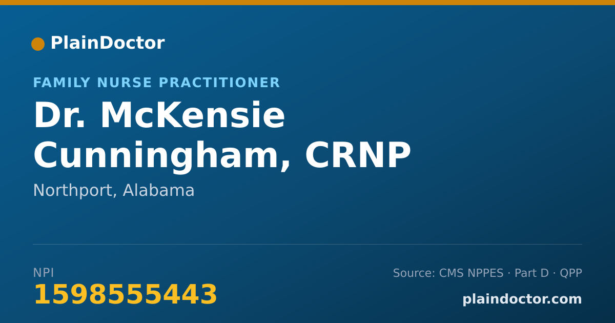 Shareable card for McKensie Cunningham, CRNP - Family Nurse Practitioner, Northport, AL