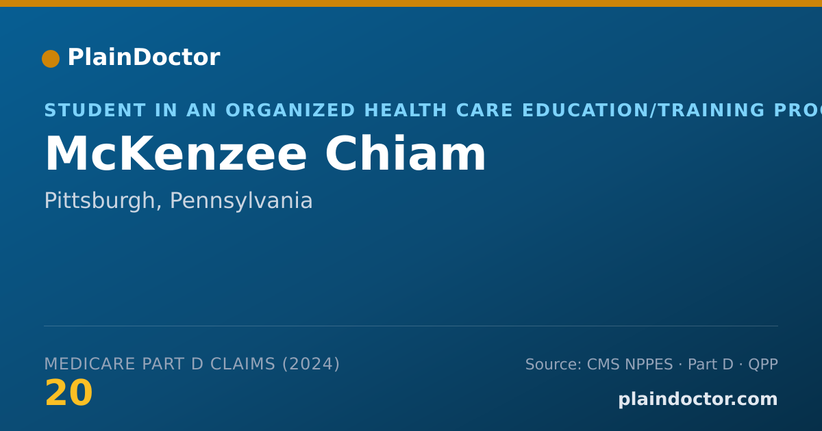 Shareable card for McKenzee Chiam - Student in an Organized Health Care Education/Training Program, Pittsburgh, PA