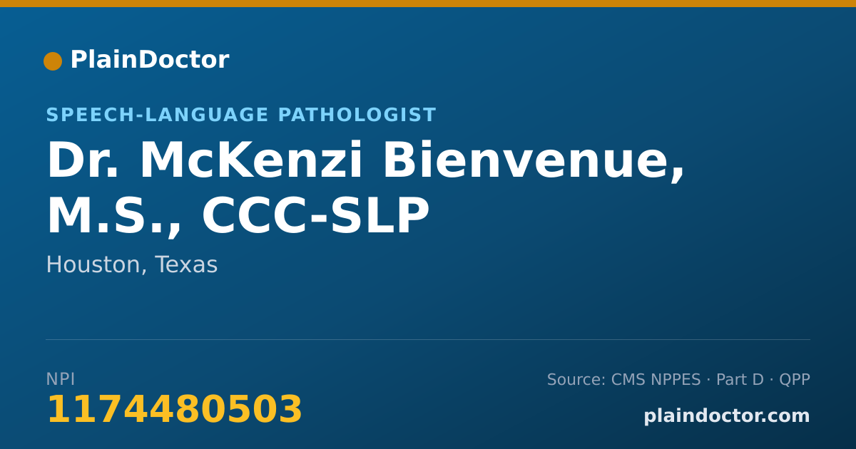 Shareable card for McKenzi Bienvenue, M.S., CCC-SLP - Speech-Language Pathologist, Houston, TX