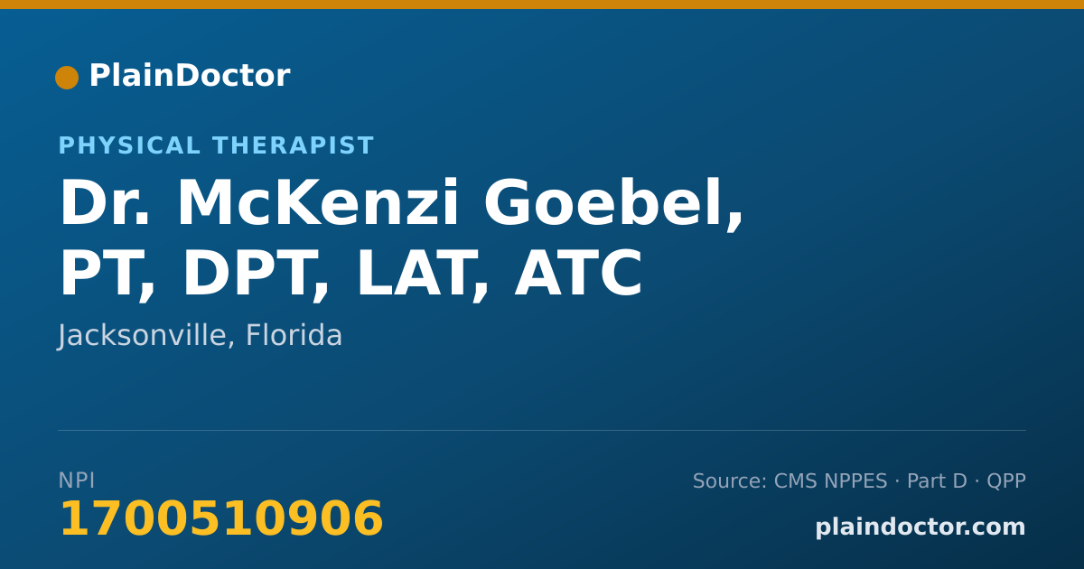 Shareable card for McKenzi Goebel, PT, DPT, LAT, ATC - Physical Therapist, Jacksonville, FL