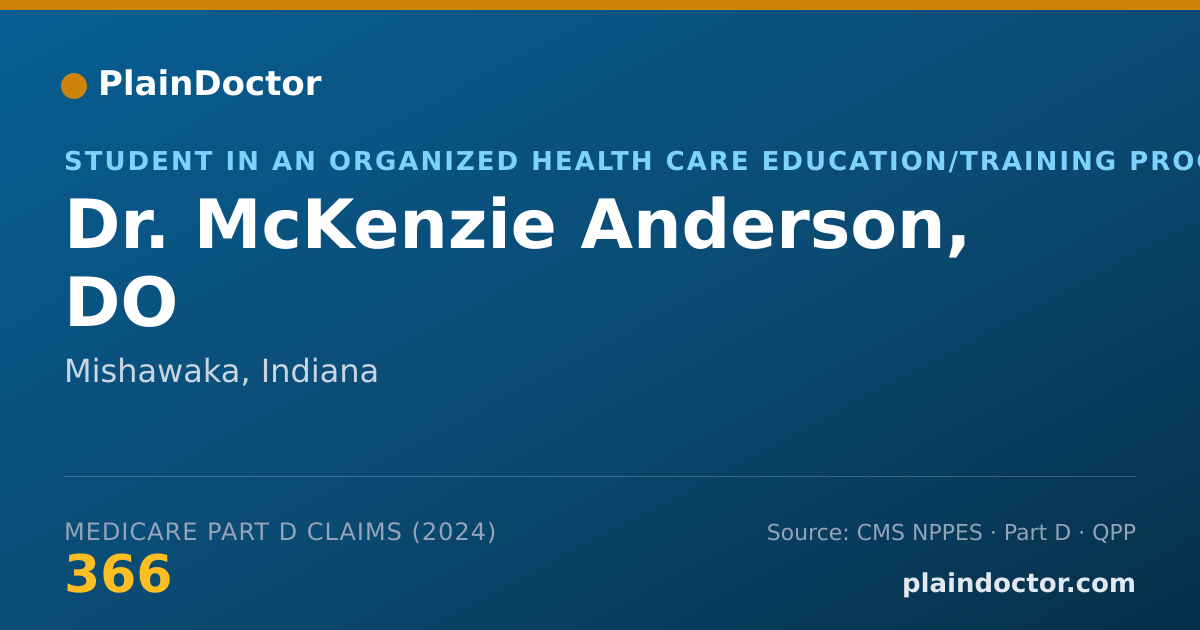 Shareable card for McKenzie Anderson, DO - Student in an Organized Health Care Education/Training Program, Mishawaka, IN