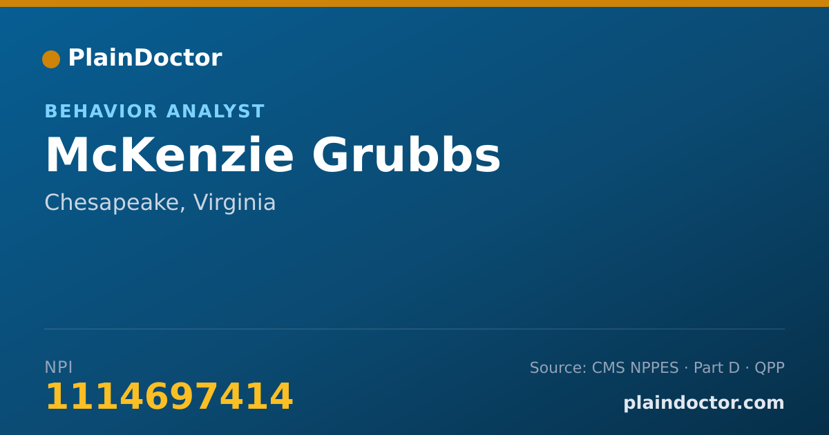 Shareable card for McKenzie Grubbs - Behavior Analyst, Chesapeake, VA