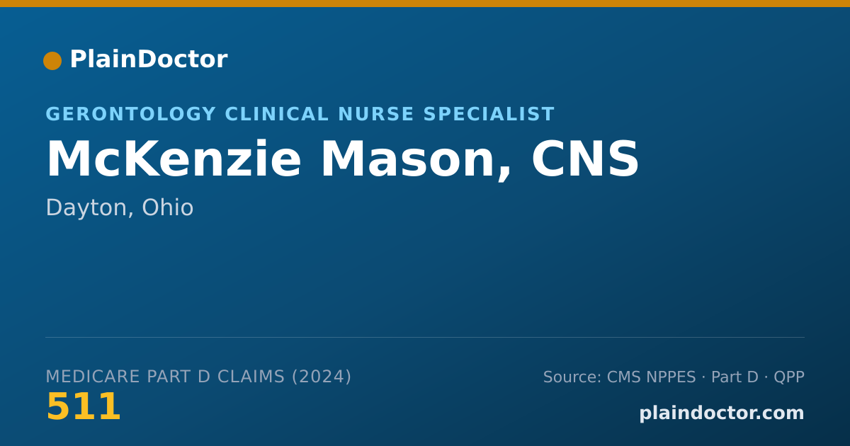 Shareable card for McKenzie Mason, CNS - Gerontology Clinical Nurse Specialist, Dayton, OH