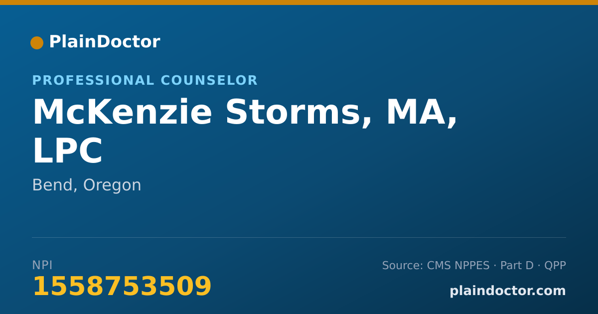 Shareable card for McKenzie Storms, MA, LPC - Professional Counselor, Bend, OR