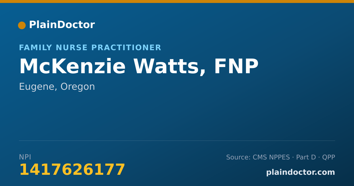 Shareable card for McKenzie Watts, FNP - Family Nurse Practitioner, Eugene, OR