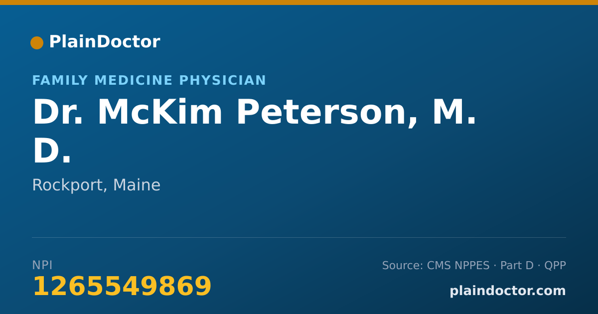 Shareable card for McKim Peterson, M. D. - Family Medicine Physician, Rockport, ME
