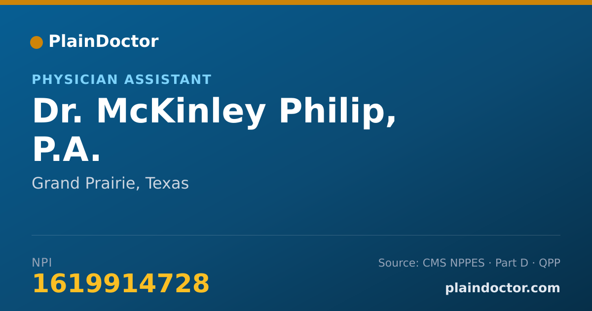 Shareable card for McKinley Philip, P.A. - Physician Assistant, Grand Prairie, TX