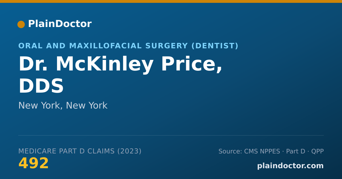 Shareable card for McKinley Price, DDS - Oral and Maxillofacial Surgery (Dentist), New York, NY