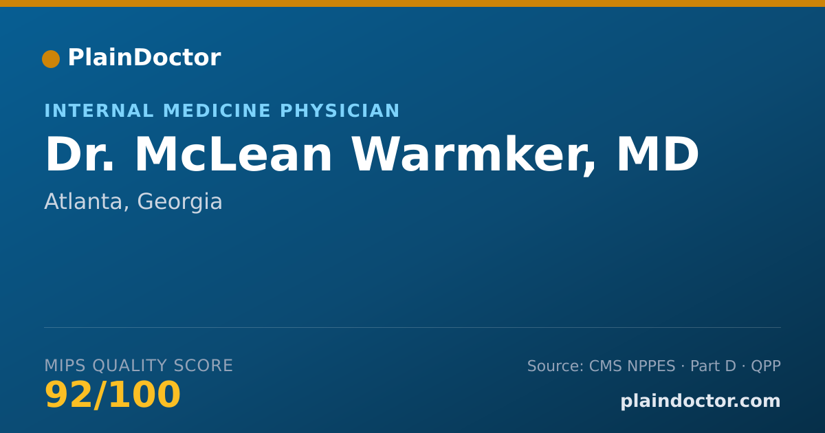 Shareable card for McLean Warmker, MD - Internal Medicine Physician, Atlanta, GA