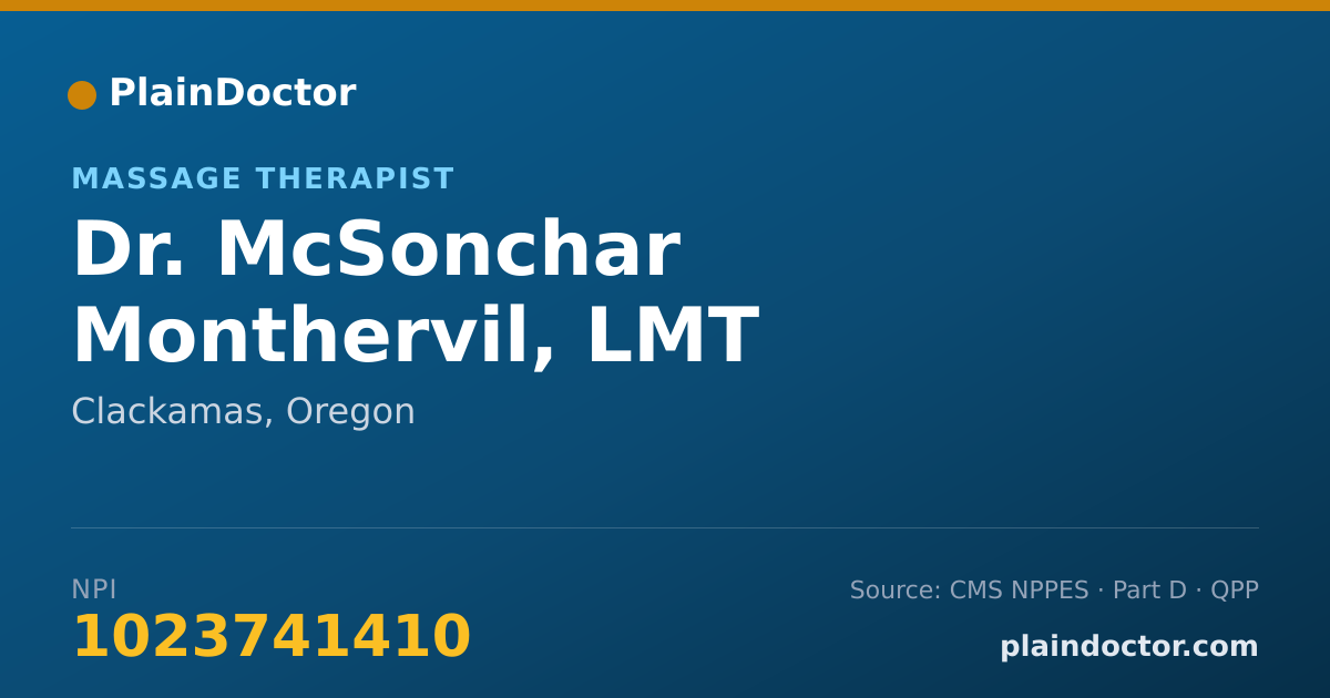 Shareable card for McSonchar Monthervil, LMT - Massage Therapist, Clackamas, OR