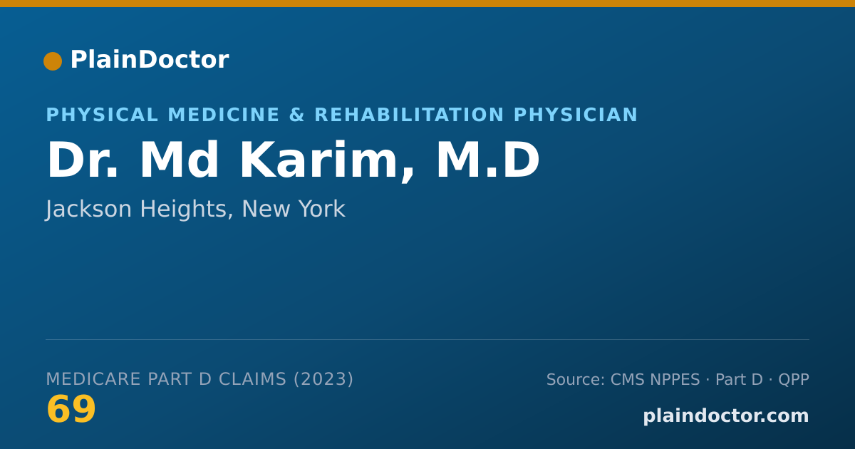 Shareable card for Md Karim, M.D - Physical Medicine & Rehabilitation Physician, Jackson Heights, NY