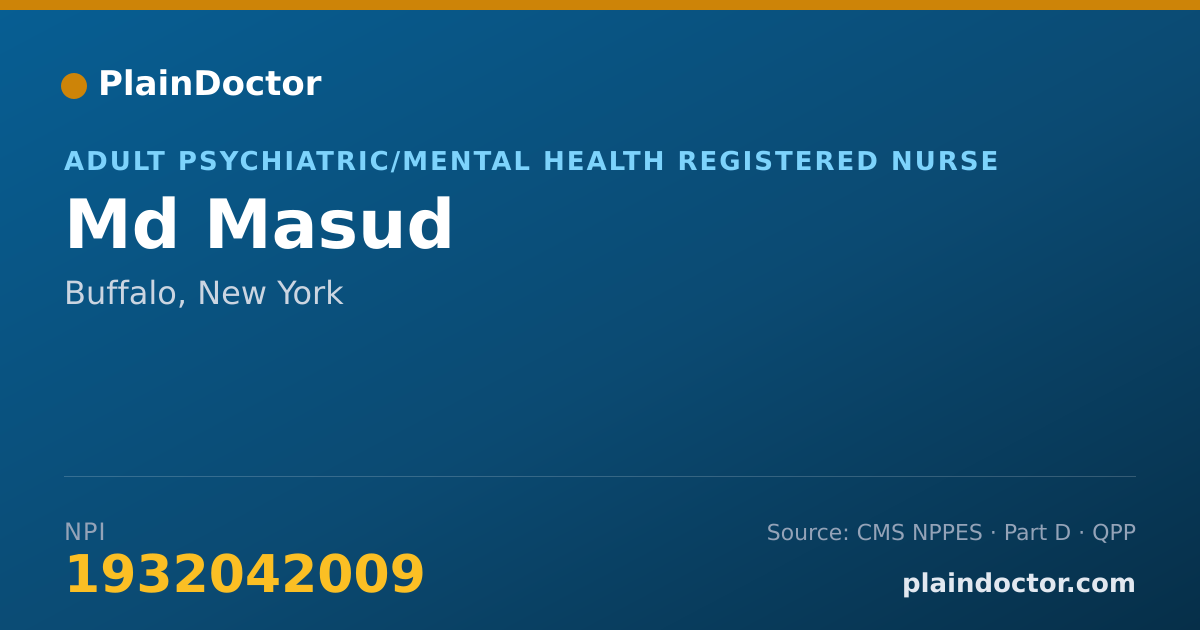 Shareable card for Md Masud - Adult Psychiatric/Mental Health Registered Nurse, Buffalo, NY