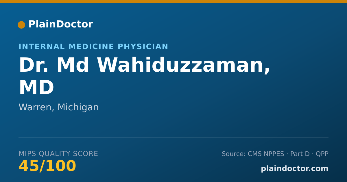 Shareable card for Md Wahiduzzaman, MD - Internal Medicine Physician, Warren, MI