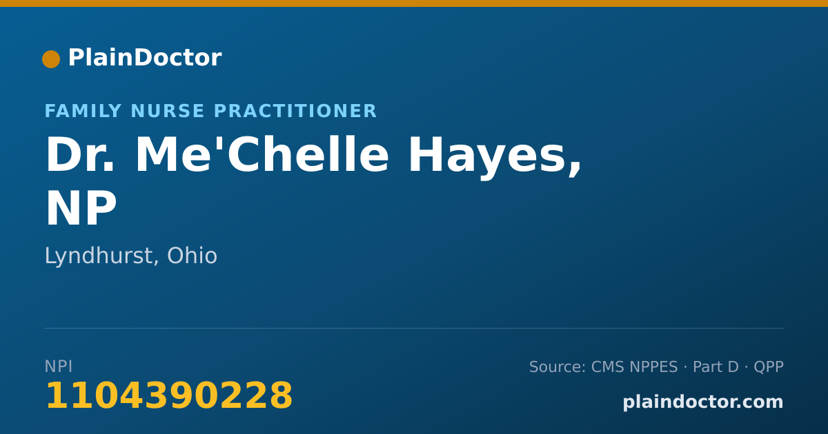 Shareable card for Me'Chelle Hayes, NP - Family Nurse Practitioner, Lyndhurst, OH