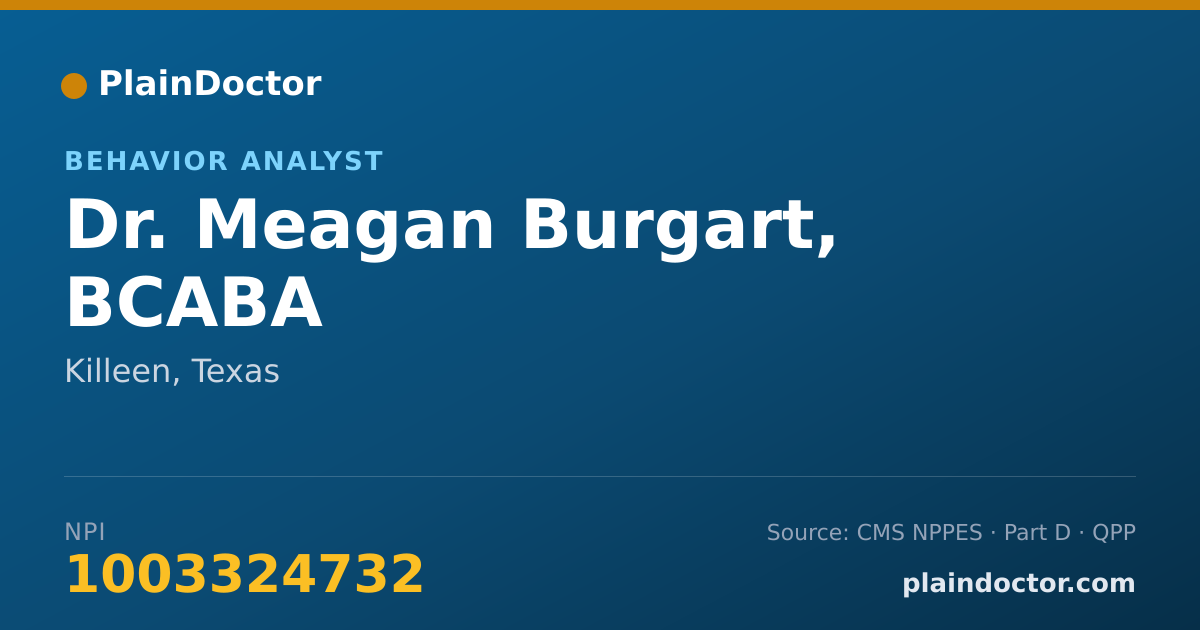 Shareable card for Meagan Burgart, BCABA - Behavior Analyst, Killeen, TX