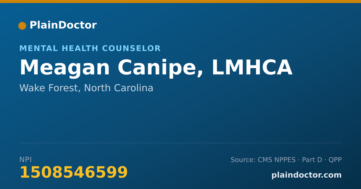 Shareable card for Meagan Canipe, LMHCA - Mental Health Counselor, Wake Forest, NC