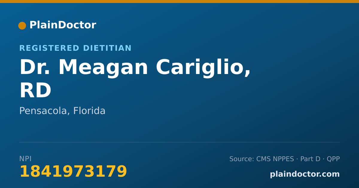 Shareable card for Meagan Cariglio, RD - Registered Dietitian, Pensacola, FL