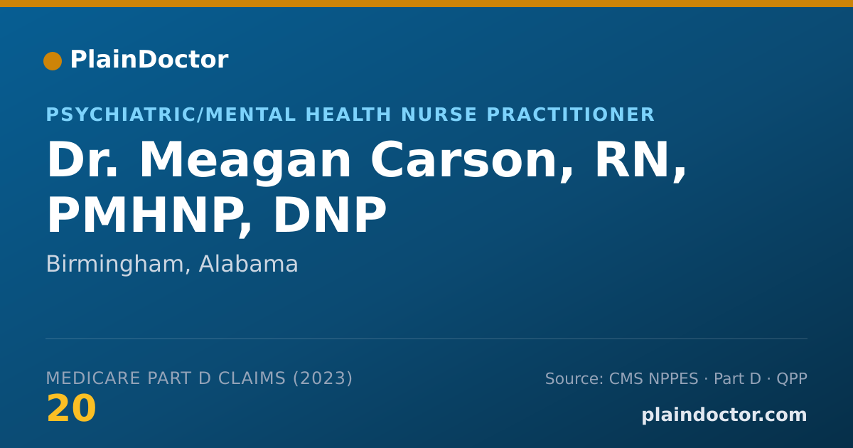 Shareable card for Meagan Carson, RN, PMHNP, DNP - Psychiatric/Mental Health Nurse Practitioner, Birmingham, AL