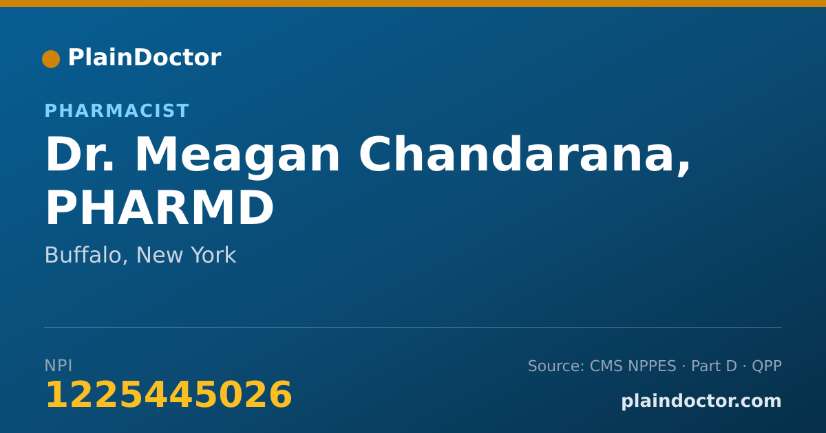 Shareable card for Meagan Chandarana, PHARMD - Pharmacist, Buffalo, NY