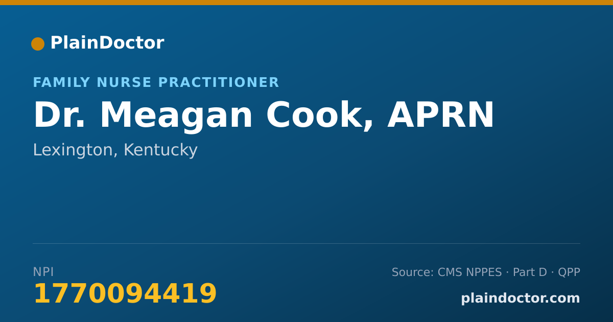 Shareable card for Meagan Cook, APRN - Family Nurse Practitioner, Lexington, KY