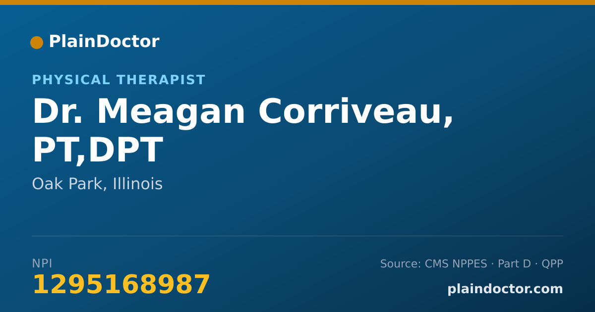 Shareable card for Meagan Corriveau, PT,DPT - Physical Therapist, Oak Park, IL