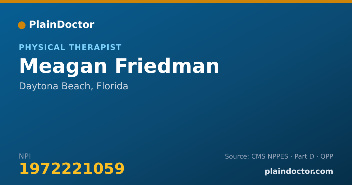 Shareable card for Meagan Friedman - Physical Therapist, Daytona Beach, FL