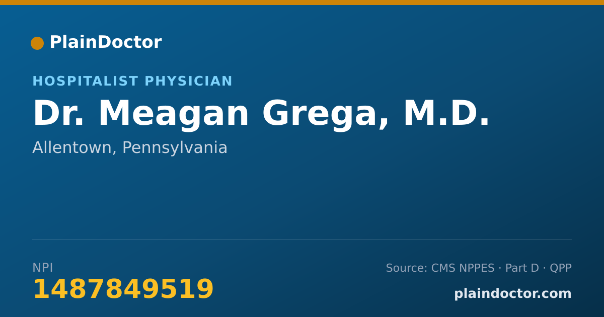 Shareable card for Meagan Grega, M.D. - Hospitalist Physician, Allentown, PA