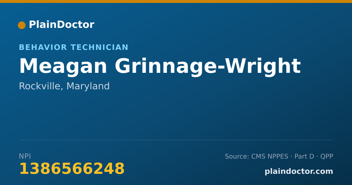 Shareable card for Meagan Grinnage-Wright - Behavior Technician, Rockville, MD