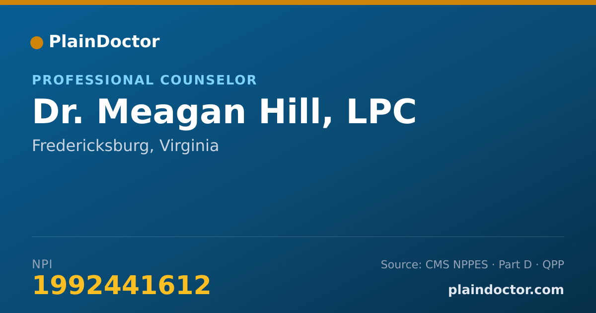 Shareable card for Meagan Hill, LPC - Professional Counselor, Fredericksburg, VA