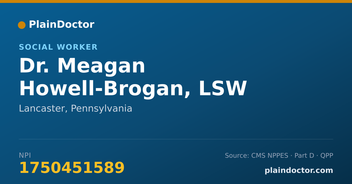 Shareable card for Meagan Howell-Brogan, LSW - Social Worker, Lancaster, PA