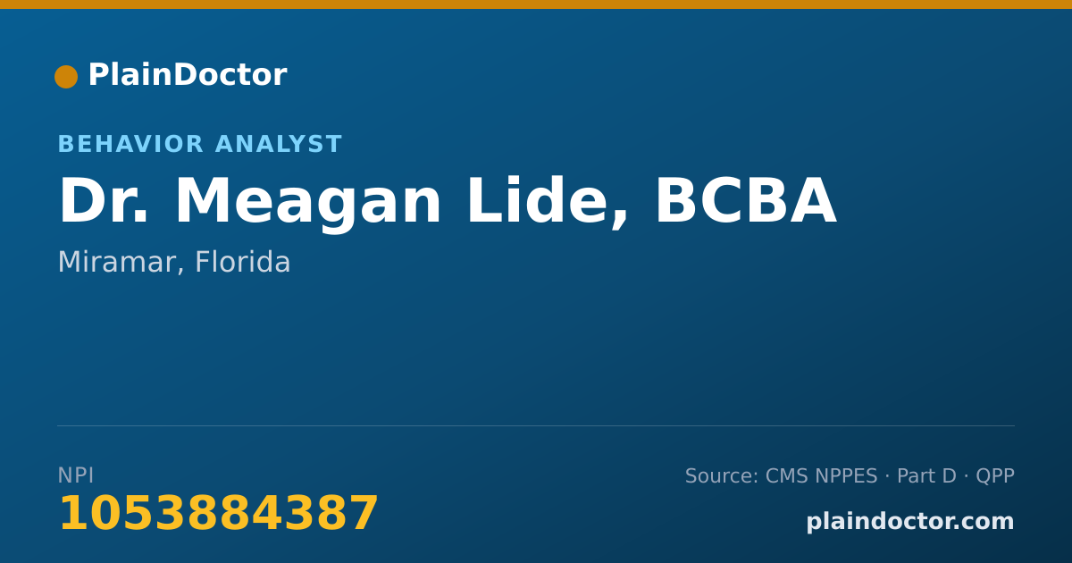 Shareable card for Meagan Lide, BCBA - Behavior Analyst, Miramar, FL