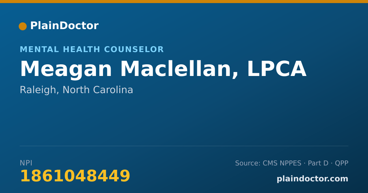 Shareable card for Meagan Maclellan, LPCA - Mental Health Counselor, Raleigh, NC