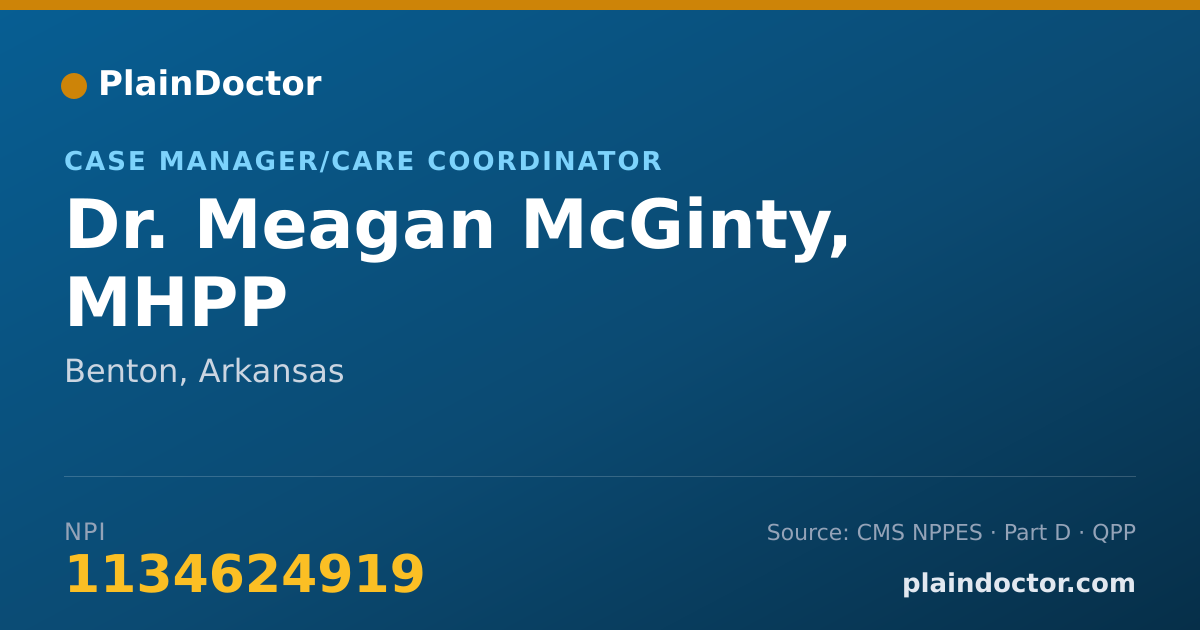 Shareable card for Meagan McGinty, MHPP - Case Manager/Care Coordinator, Benton, AR