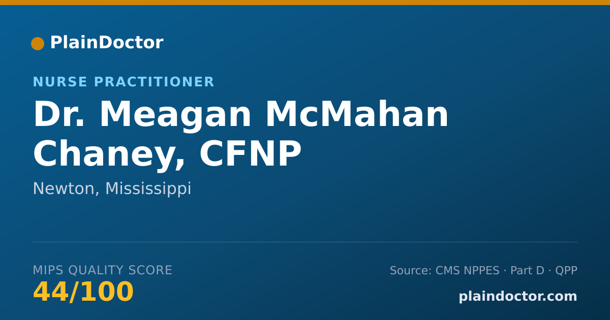 Shareable card for Meagan McMahan Chaney, CFNP - Nurse Practitioner, Newton, MS