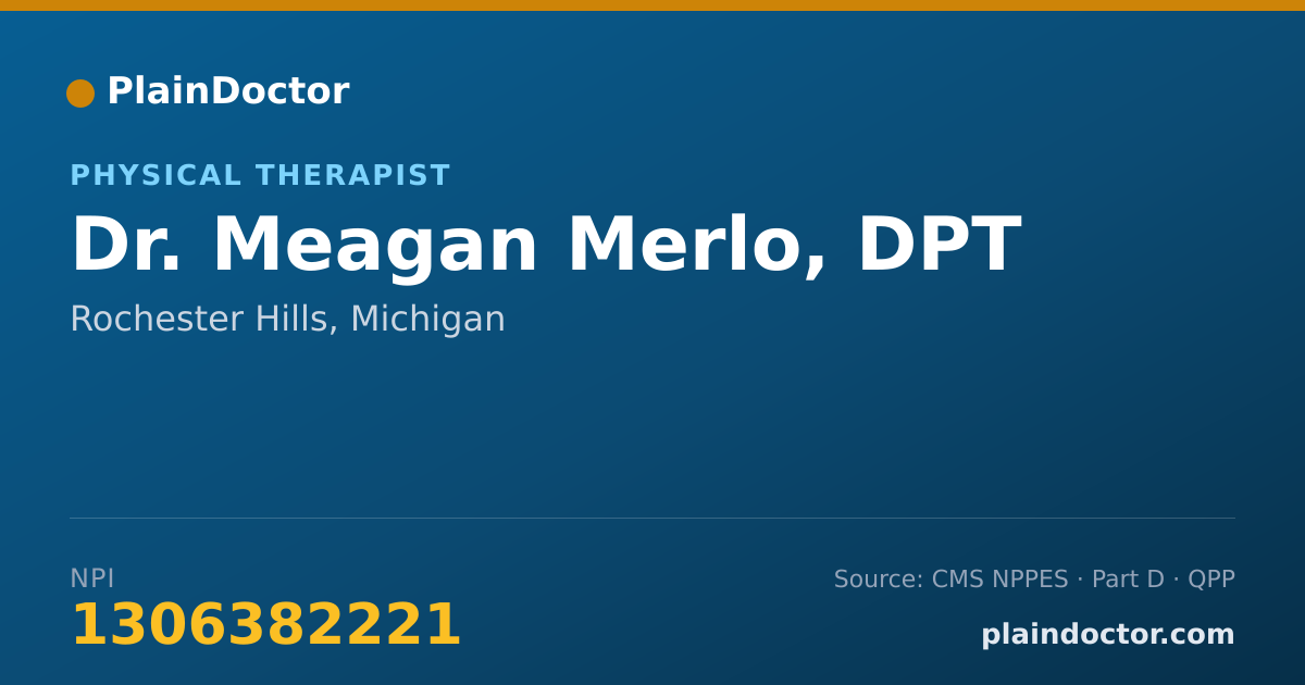 Shareable card for Meagan Merlo, DPT - Physical Therapist, Rochester Hills, MI