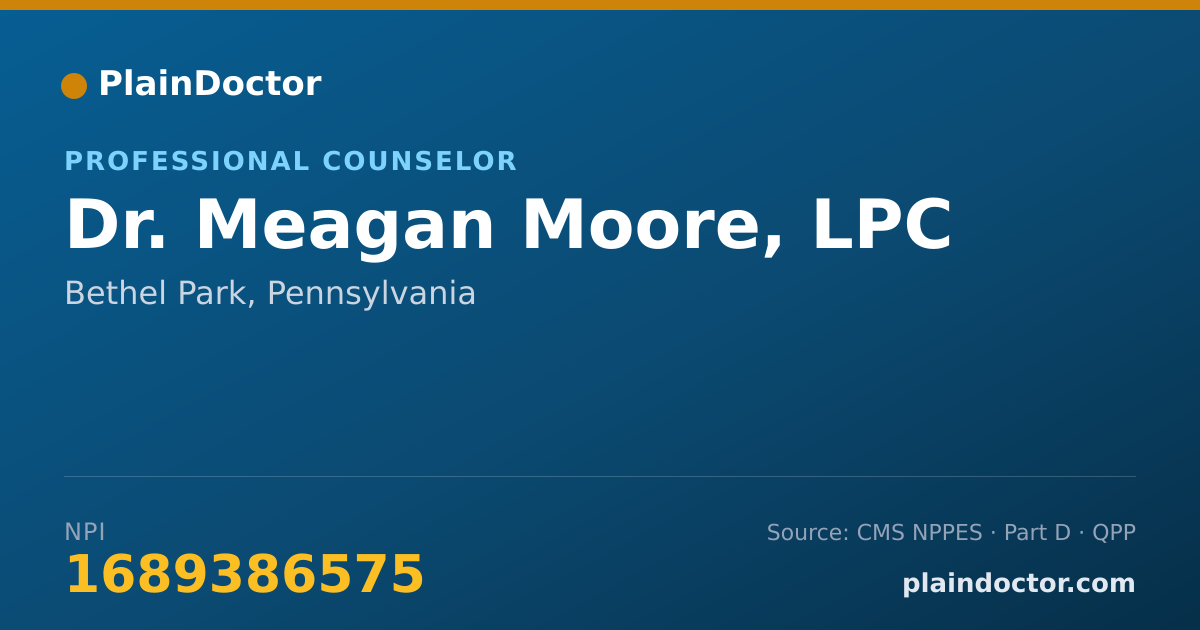 Shareable card for Meagan Moore, LPC - Professional Counselor, Bethel Park, PA