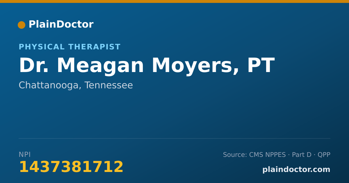 Shareable card for Meagan Moyers, PT - Physical Therapist, Chattanooga, TN