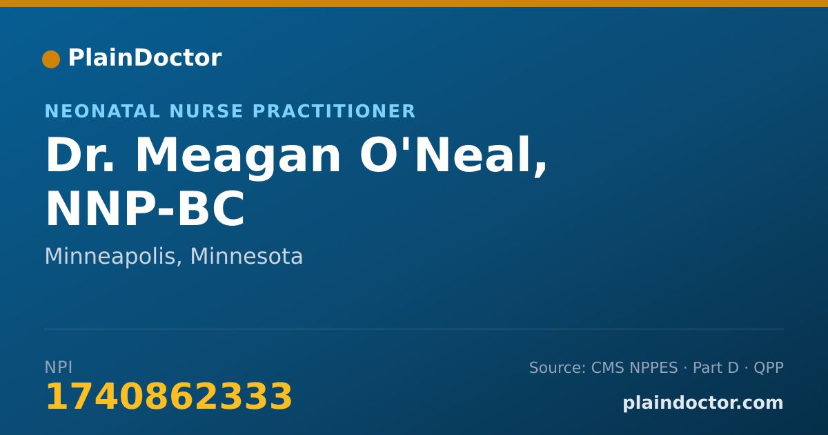 Shareable card for Meagan O'Neal, NNP-BC - Neonatal Nurse Practitioner, Minneapolis, MN