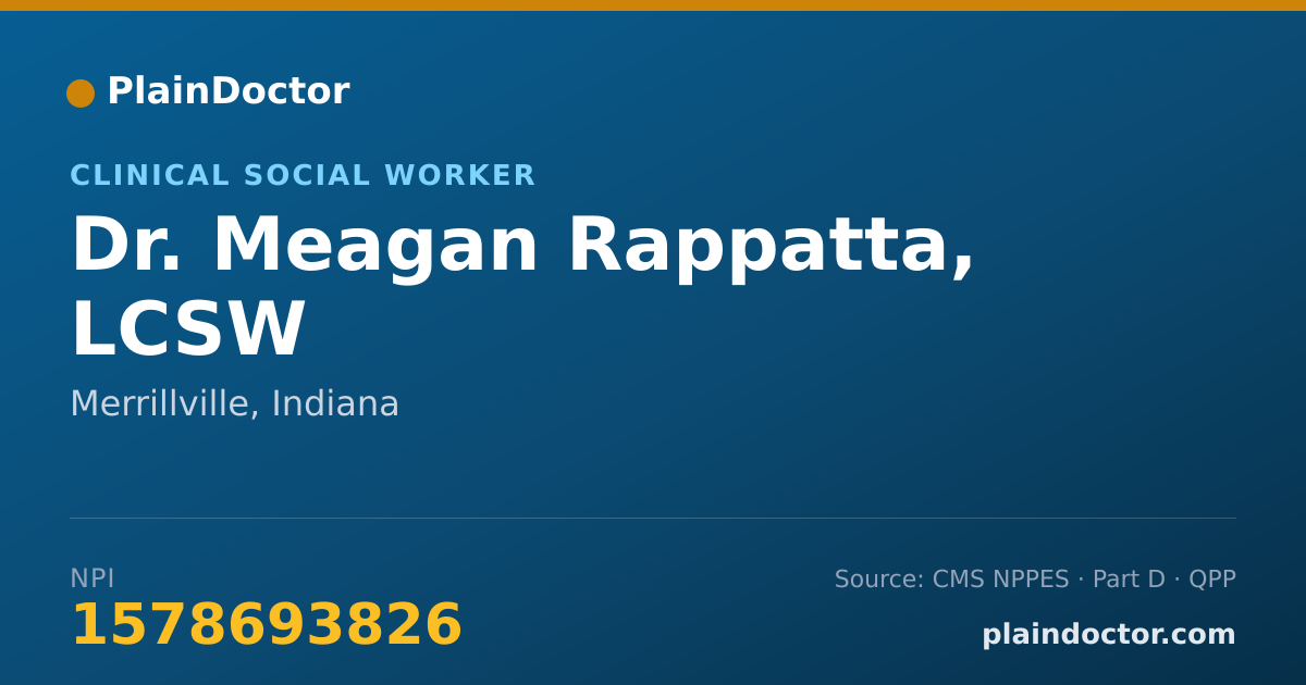 Shareable card for Meagan Rappatta, LCSW - Clinical Social Worker, Merrillville, IN