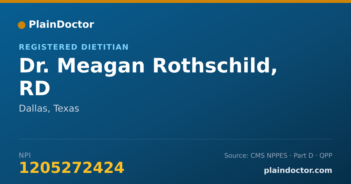 Shareable card for Meagan Rothschild, RD - Registered Dietitian, Dallas, TX