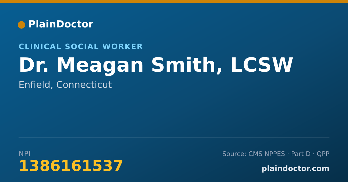 Shareable card for Meagan Smith, LCSW - Clinical Social Worker, Enfield, CT