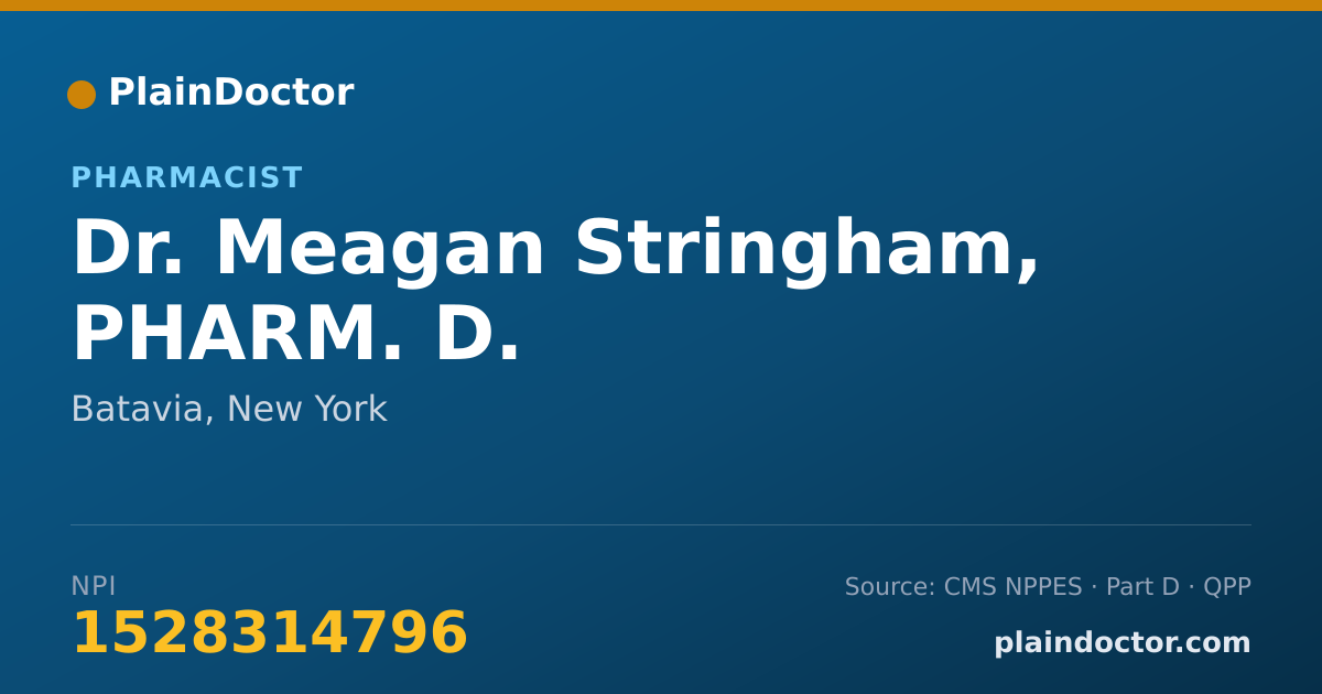 Shareable card for Meagan Stringham, PHARM. D. - Pharmacist, Batavia, NY