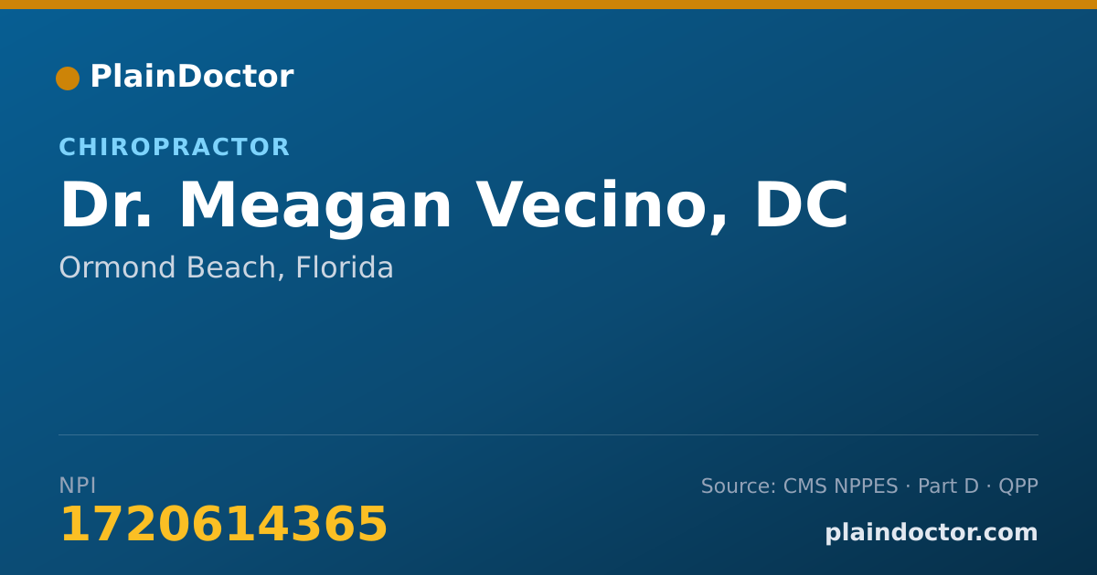 Shareable card for Meagan Vecino, DC - Chiropractor, Ormond Beach, FL